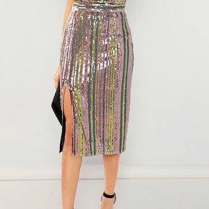 Multi-colored sequin midi skirt